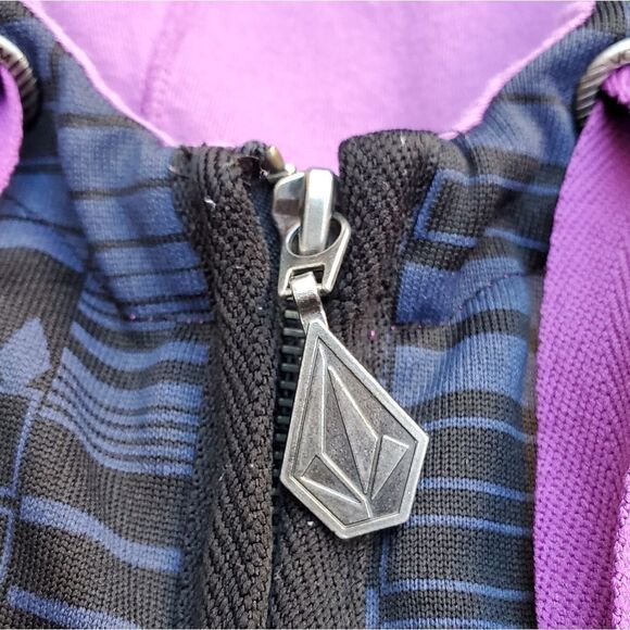 Volcom Black Navy Blue and Purple Hooded Zip-up Lightweight Jacket - Picture 9 of 15